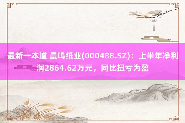 最新一本道 晨鸣纸业(000488.SZ)：上半年净利润2864.62万元，同比扭亏为盈