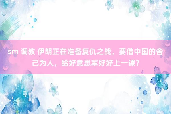 sm 调教 伊朗正在准备复仇之战，要借中国的舍己为人，给好意思军好好上一课？